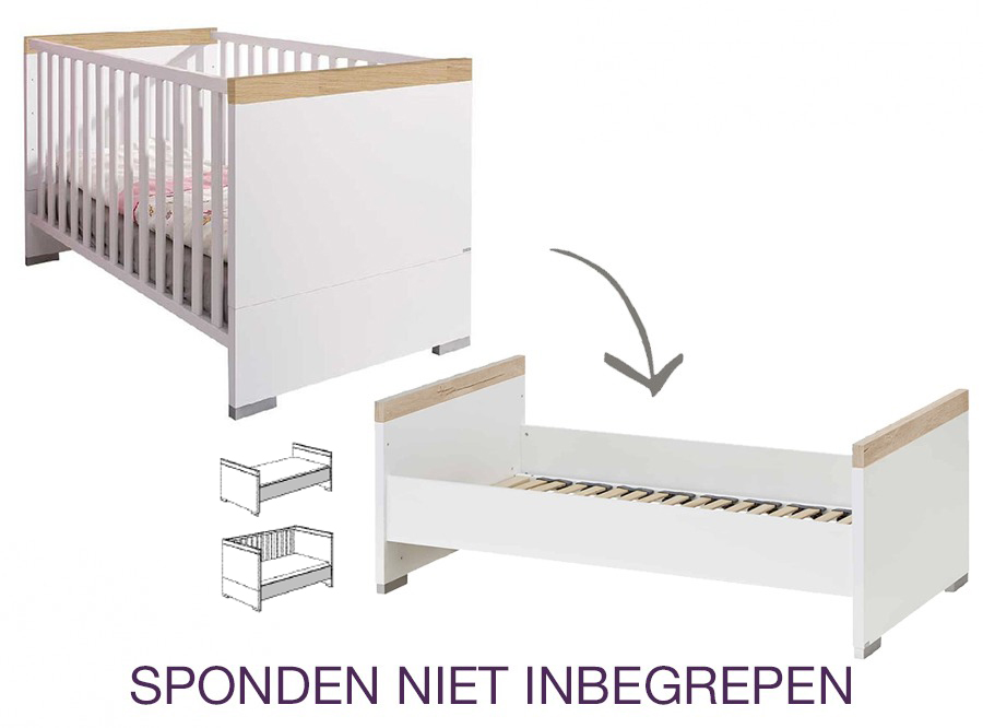 Bed PAIDI, Kira Nebraska, Kira Nebraska 70x140 omvb, babybed omvormbaar tot juniorbed/babybed omvormbaar tot bedbank