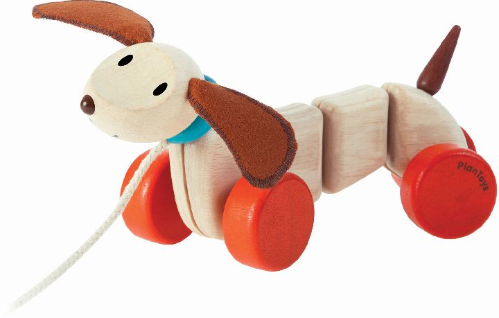 Trekfiguur Plan Toys Happy Puppy | Push & Pull
