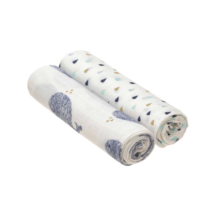 Tetra doek Laessig Heavenly Soft Swaddle XL | Little Water whale
