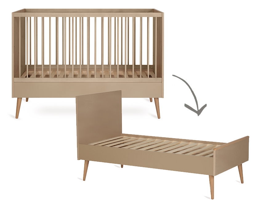 Bed Quax, Cocoon Latte, Cocoon Latte 70x140 omvb, babybed omvormbaar tot juniorbed