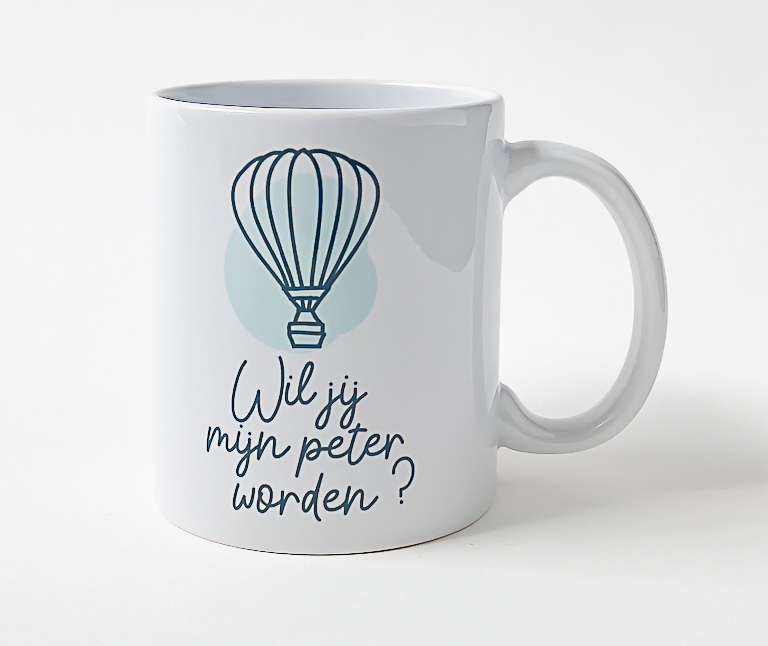 Koffiebeker MINIMOU, Koffiemok Wil jij mijn peter worden? | Green Balloon