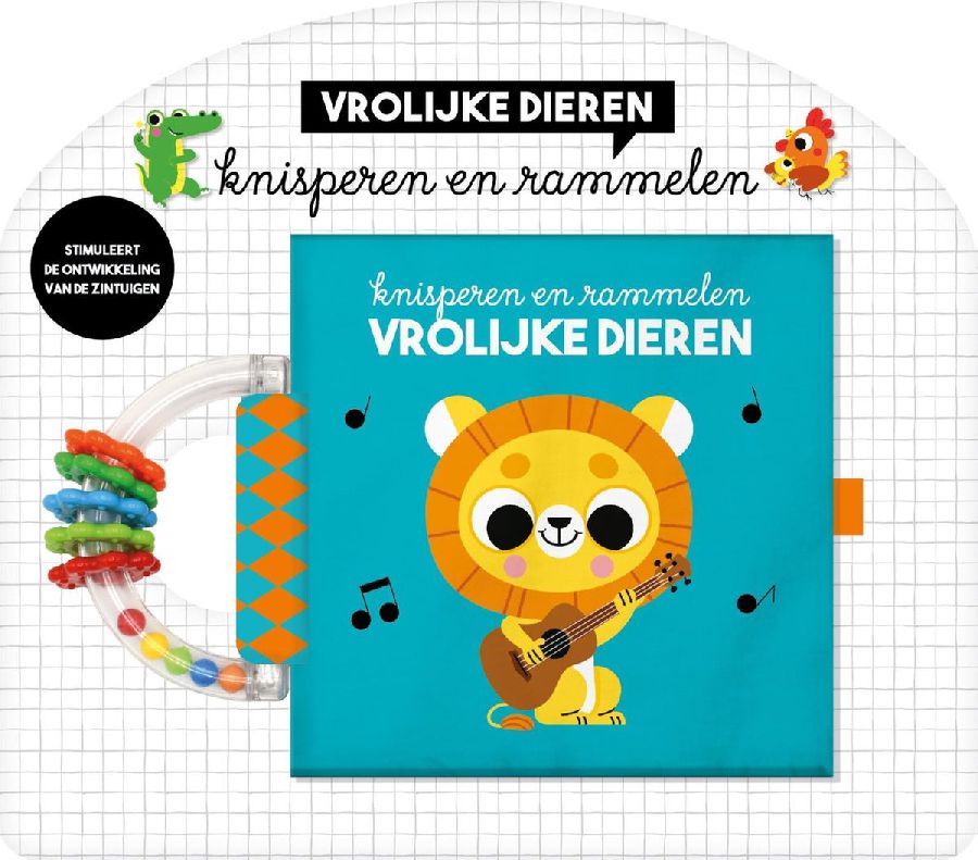 Speelgoed voor het park IMAGE BOOKS Knisperen en Rammelen - Vrolijke Dieren, liggend in het park, Sensory Play