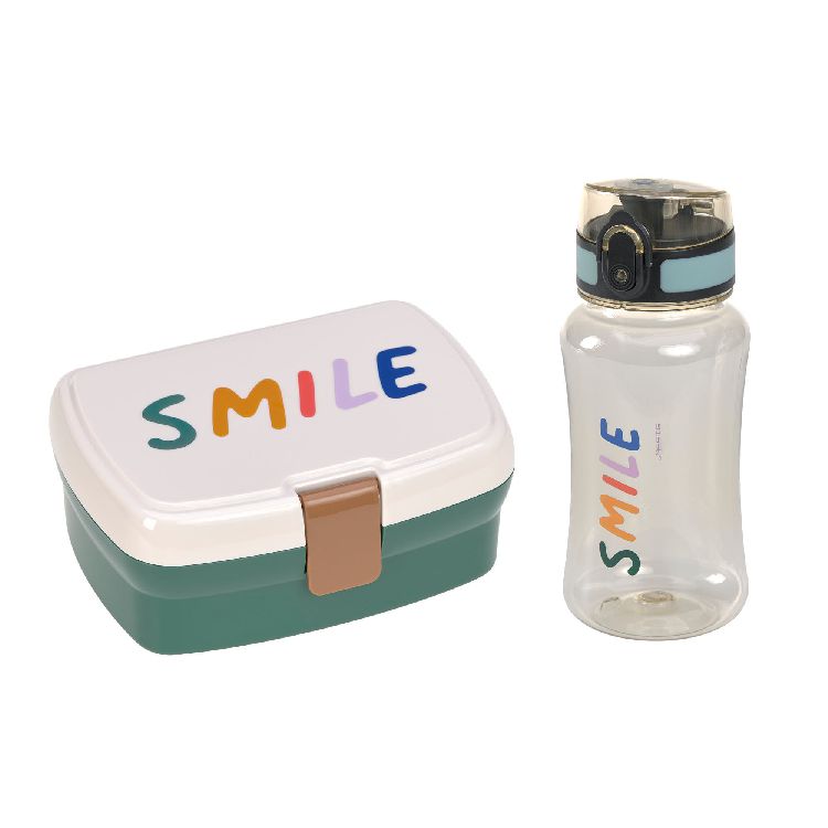 Brooddoos Laessig Lunch Set | Little Gang Smile milky/ocean green