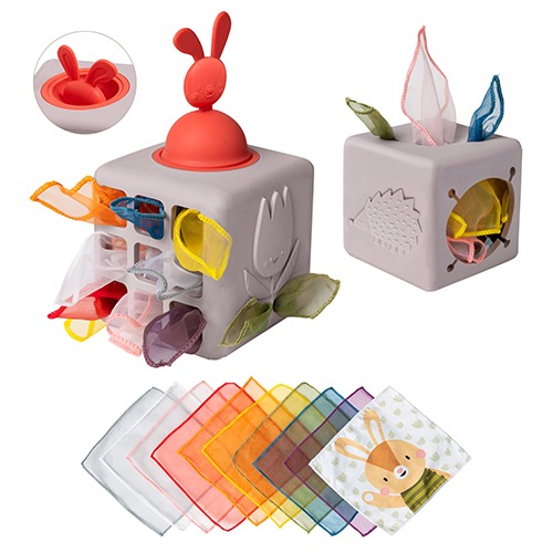 Stevige activiteitenkubus Taf Toys Bunny tissue box