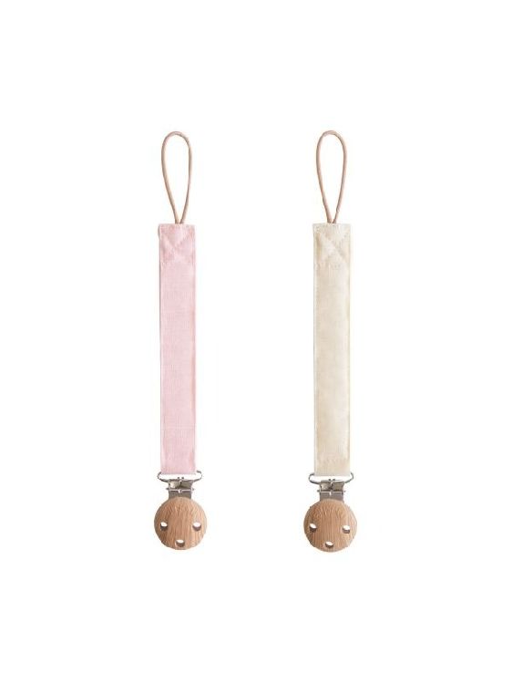 Fopspeenketting Mushie Pacifier Clip - 2pack - Linnen