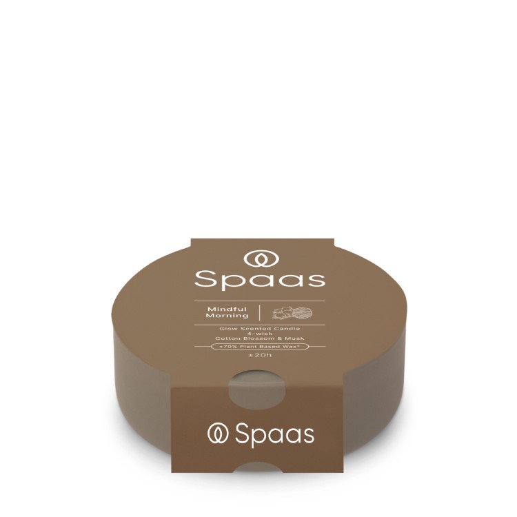 Kaars Spaas, Glow 4-wiek, kaars in glas/geurkaars, Mindful Morning - Cotton Blossom and Musk | Essential