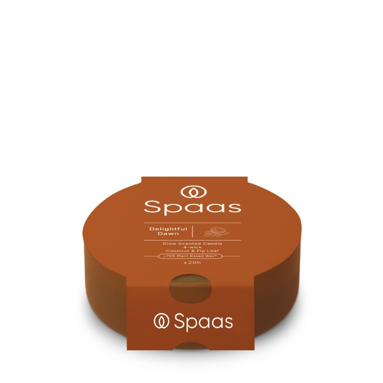 Kaars Spaas, Glow 4-wiek, kaars in glas/geurkaars, Delightful Dawn - Coconut and Fig Leaf | Essential