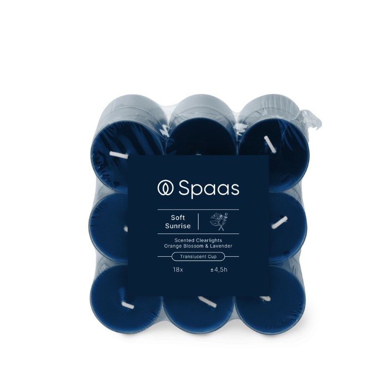 Kaars Spaas, Clearlights, theelicht/geurkaars, Soft Sunrise - Lavender and Orange Blossom | Essential